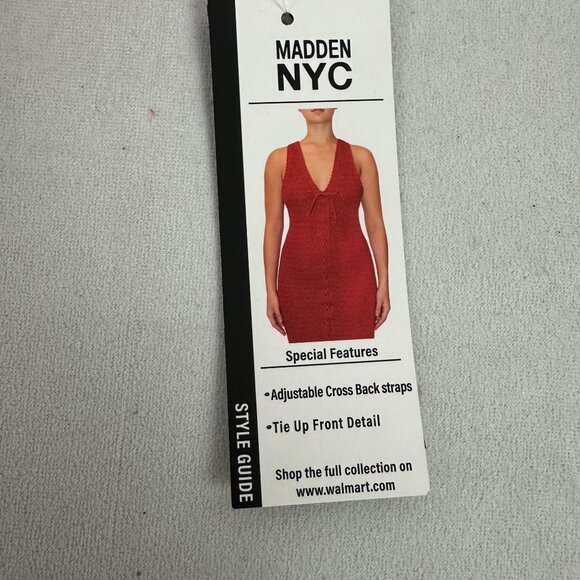 Madden NYC Red Lace Up Crochet Dress Adjustable Back Tie Up Front Size S - Picture 2 of 7